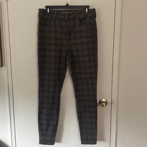 Plaid high rise stretch skinny